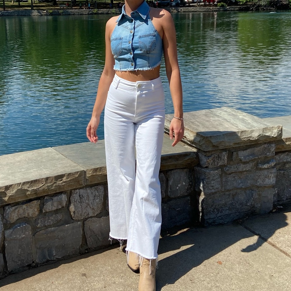 UO denim crop top